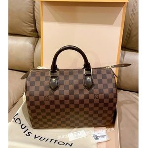 LOUIS VUITTON Speedy 30 Damier Ebene Brown in Gift box with Dust bag & Tags
